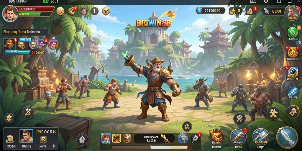Screenshot gameplay <strong>BIGWIN88</strong> menampilkan dunia luas dan karakter yang menarik.