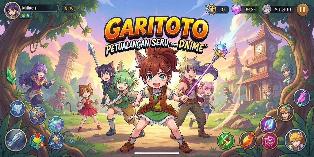 Screenshot utama GARITOTO menampilkan karakter anime dalam pertarungan seru.