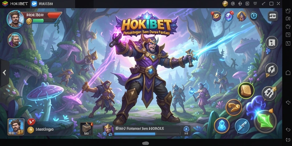 Tampilan utama gameplay HOKIBET yang menampilkan dunia petualangan.