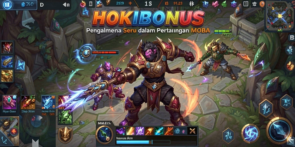 Screenshot HOKIBONUS menampilkan aksi seru dalam gameplay MOBA.