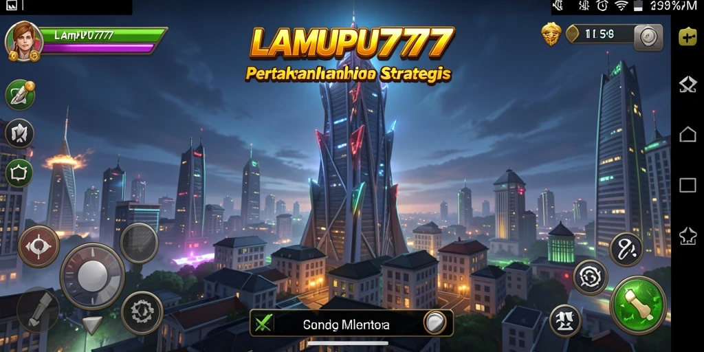 Tampilan gameplay LAMPU777 dengan menara pertahanan yang siap melawan gelombang musuh.