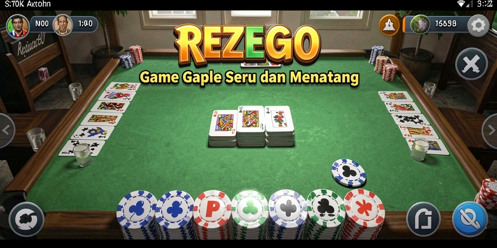 Tampilan gameplay seru dalam permainan Gaple REZEGO.