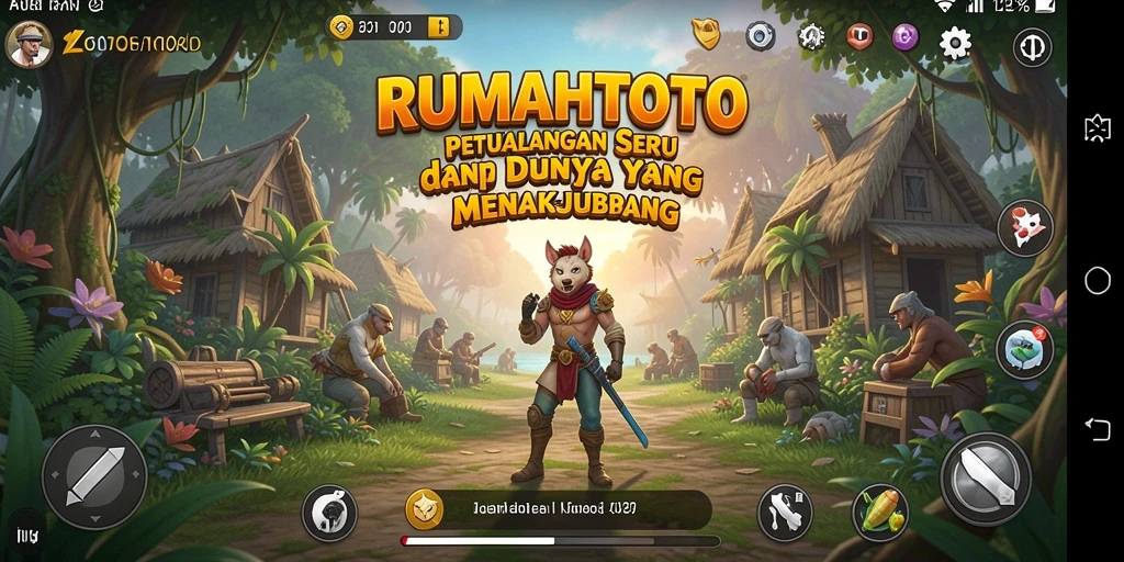 Gameplay RUMAHTOTO menampilkan karakter menjelajahi dunia petualangan.